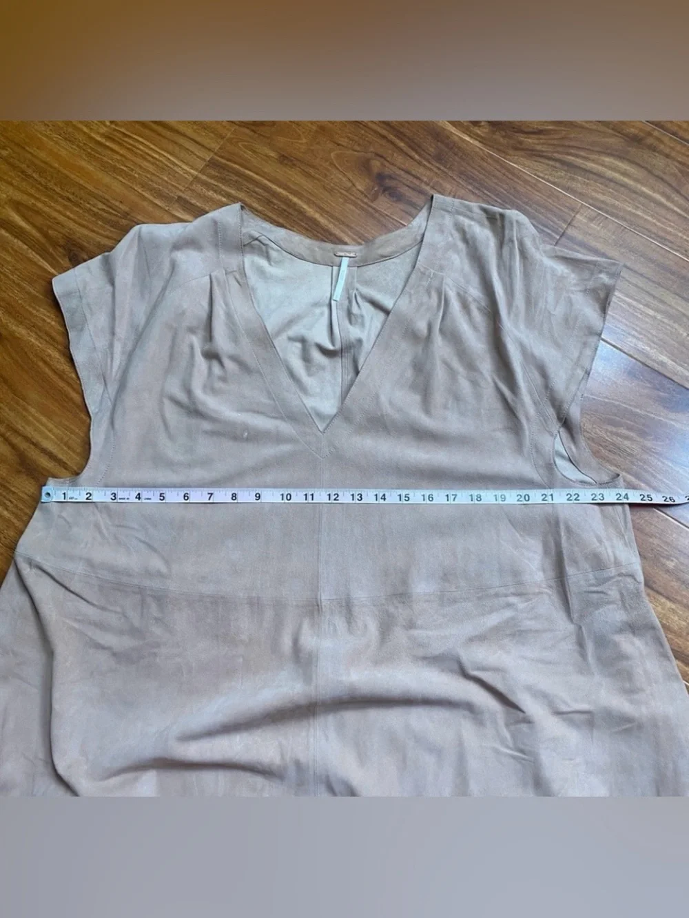 Free People Women Nude Talk Of The Town Boho Suede Leather Oversize Tunic Size L